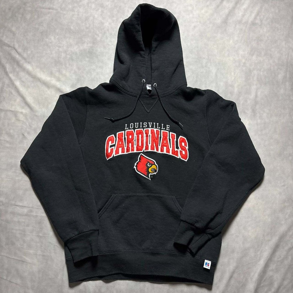 Russell Athletic Louisville Cardinals Hoodie Mens Small Black Embroidered Logo